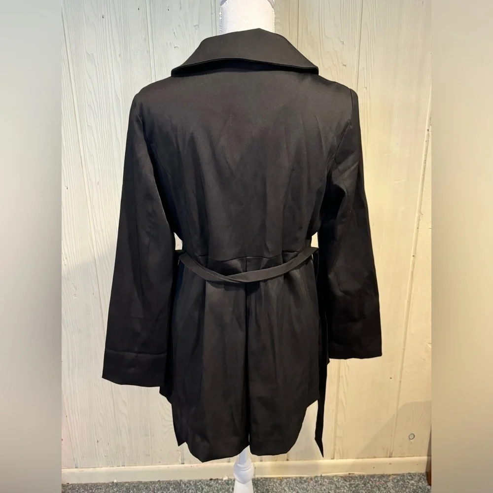 Cynthia Rowley Black Button Down Rain Coat, Size Small